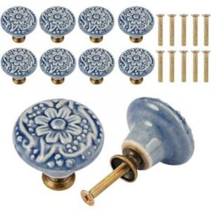 10 Pi&egrave;ces Bouton de Meuble pour C&eacute;ramique, Boutons de Meuble 34mm, Bouton de Porte Avec Vis, Mod&egrave;le de Base Sur&eacute;lev&eacute;, Bouton Meuble Tiroirs, Armoires