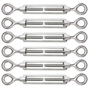 6 Pièces Tendeur Cable M5 Tendeur Cable Inox 304 Réglable Oeil de Ridoir et Oeil pour Tendeur de Fil Cable Acier Corde Crochet Tendeur Accessoires