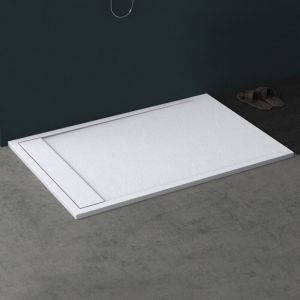 Mai & Mai Receveur de Douche Antid&eacute;rapant Bac &agrave; Douche Blanc Mat en R&eacute;sine Marbre Artificielle 90x120x3cm Rectangulaire G&eacute;o10 avec Bonde AL06