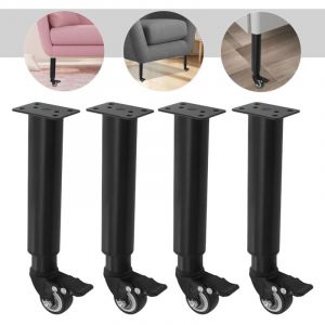 Lot de 4 pieds de meubles &agrave; roulettes pivotantes, pieds de meubles r&eacute;glables en hauteur avec roulettes frein, pivotants &agrave; 360 &deg;, pour canap&eacute;, lit,