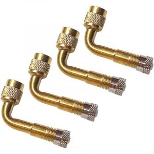 Lot de 4 adaptateurs de valve de pneu, extension de coude &agrave; 90 degr&eacute;s pour voiture, camion, moto, v&eacute;lo (dor&eacute;)