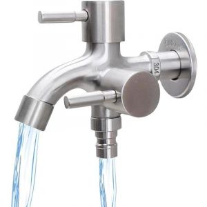 Double Robinet de Jardin 1/2, Universel, Robinet de Machine &agrave; Laver en Acier Inoxydable, 304 Multifonction Robinet, Double Robinet, Machines &agrave; Laver,