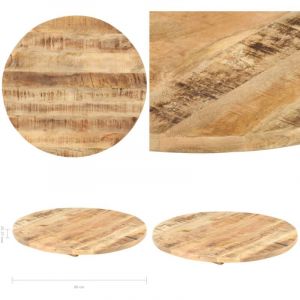 Dessus de table Bois de manguier solide Rond 25-27 mm 80 cm - Dessus De Table - Plateau De Table - Table Ronde - Bois De Manguier - Meuble Industriel