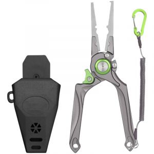 Pince de pêche multifonctionnelle, pliable, antirouille, conception ergonomique, matériau alliage d'aluminium, gris/vert