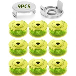Choyclit - 11 Paquet Bobine Fil Coupe Bordure Convient pour Ryobi 18v,24v,40v Coupe Bordures,AC80RL3 Remplacements Coupe Bordure(9 Bobine,2 Couvercle)