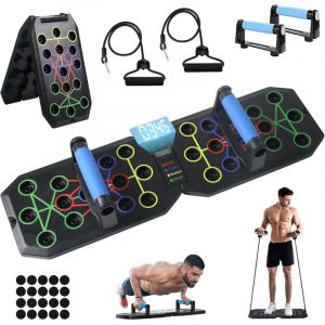 Planche de Pompes Pliable avec Compteur Intelligent, Push Up Rack Board Multifonctionnelle Pliante avec Coussinets en Antid&eacute;rapants, Planche Push up