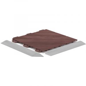 Dalle plastique marron rougeâtre 8 mm effet lattes Dalle à queues d'aronde pour usage intensif Dalle 31,6x31,6 cm idéal terrasse
