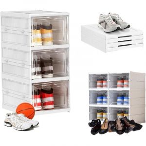 XVX - 1 x boîtes à chaussures, boîtes de rangement pour chaussures, boîte de rangement pour chaussures en plastique empilable transparente, boîte à