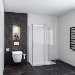 Ocean Sanitaire - Oc&eacute;an cabine de douche 150x90x90cm Hauteur 195cm en verre 8mm tremp&eacute;,avec 1 porte de douche coulissante 100cm et 2 paroi lat&eacute;rales