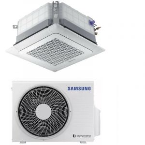 climatiseur à onduleur samsung cassette 4-voies mini windfree 18000 btu r-32 ac052rnndkg avec panneau et commande filaire - new