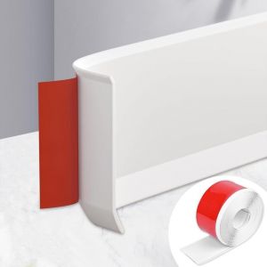 Plinthe Souple Autoadh&eacute;sive en PVC, Blanc Plinthe Plinthe Adhesive 3.0M x 10 CM, Bande d&eacute;corative flexible, Plinthe Autoadh&eacute;sive Profil&eacute;s de