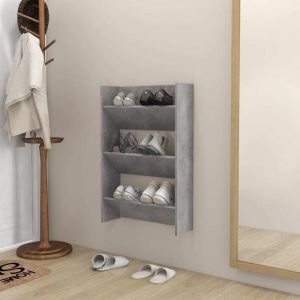 Maison Chic - Armoire &agrave; chaussures murale-Meuble &agrave; chaussures-&Eacute;tag&egrave;re de rangement murale Gris b&eacute;ton 60x18x90 cm Agglom&eacute;r&eacute; 524929