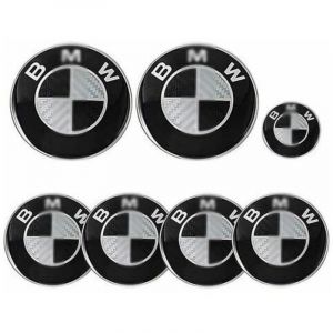 7 pi&egrave;ces Embl&egrave;me de capot et de coffre de voiture Embl&egrave;me BMW de 82 mm et embl&egrave;me de garniture de 68 mm et embl&egrave;me de volant de 45 mm