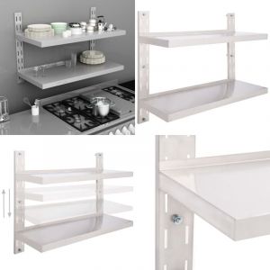 Vidaxl - tagère murale à 2 niveaux Acier inoxydable 100x30 cm - Étagère Murale - Étagère Cuisine - Rangement Cuisine - Étagère Inox - Étagère