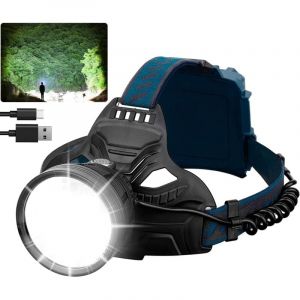 NOLUXA Lampe Frontale LED Rechargeable, Ultra Puissante 50000 Lumens Lampe Torche LED 4 Modes avec feu arri&egrave;re rouge, Rechargeable USB 6000 mAh,