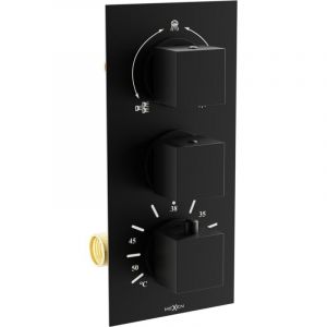 Mexen - Mitigeur thermostatique baignoire-douche Cube 3 sorties, noir - 77503-70