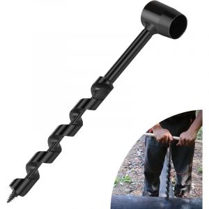 Tari&egrave;re &agrave; Bois Manuelle, &phi;19x230mm, Perceuse &agrave; Main Bushcraft en Acier au Carbone, Tari&egrave;re Manuelle Bois Polyvalente pour Aventure Ext&eacute;rieure,