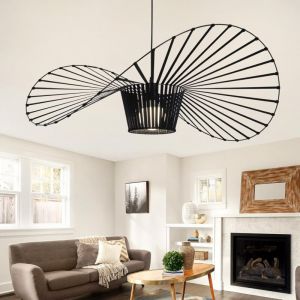 Gbly - Lustre Suspension , Lampe suspendue créative en forme de chapeau, Rétro led Salon Lustre for Intérieur Salon,E27, Noir, 60cm