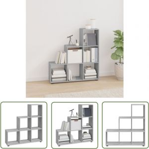 The Living Store Biblioth&egrave;que escalier Sonoma gris 107 cm Bois d'ing&eacute;nierie - Biblioth&egrave;que &Eacute;chelle - Biblioth&egrave;que Design - &Eacute;tag&egrave;re Murale - Meuble