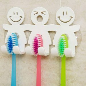 1 x support de brosse &agrave; dents &agrave; ventouse pour d&eacute;coration murale de salle de bain, 12 x 6,8 x 2,7 cm, motif smiley.