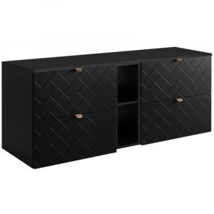 Rodan Meuble sous lavabo 140 cm - Noir Mat - Armoires de Salle de Bains - Meubles de Salle de Bains - Vasque Sous-meuble - Plan de Travail