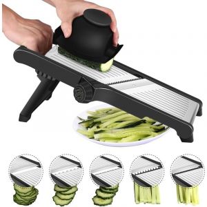 Coupe Legume Multifonctions - Mandoline Professionnelle Cuisine, Réglable en Acier Inoxydable, Réalisez des Tranches Épaisses de 1 à 9 mm, Mandoline