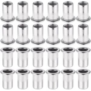 60 PCS M5/6/8 Acier Inoxydable 304 Rivet Écrou,Écrous à Sertir Rivet Écrou à Tête Plate Nutsert en Acier Écrou Outil Plat Tête Filetée Rivet Nutsert
