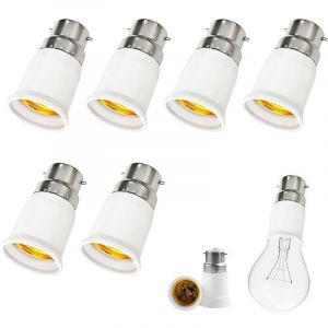 6 Pi&egrave;ces Adaptateur B22 e E27, Adaptateur Ampoule Baillonette vers Vis Convertisseur de Douille Ba&iuml;onnette B22 vers Vis E27, 0-250V, pour Ampoules