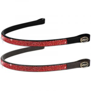 Pour en savoir plus :, Noir: Fa&ccedil;ade en cuir de bridon orn&eacute;e de strass rouges