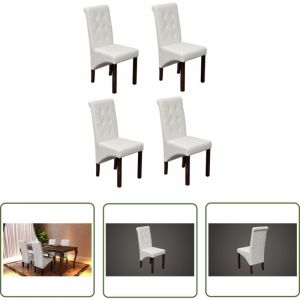 Chaises à manger lot de 4 blanc similicuir - Chaise De Salle à Manger - Chaises De Cuisine - Chaises En Simili Cuir - Chaises Blanches - Meubles De
