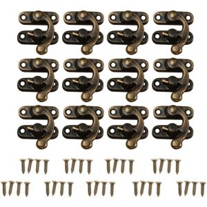 Ahlsen - 12pcs rétro design décoratifs cabinet boîte à bijoux cales verrou Vintage Cadenas Loquet Crochet cornes Bronze antique Cadenas Moraillon
