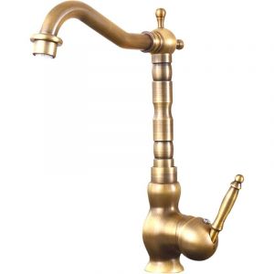 Ymyny - jamais UTILISÉ]Robinet de cuisine en laiton antique - Robinet mitigeur de cuisine tout rétro - Interrupteur rotatif - Robinet de lavabo