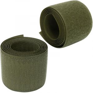 Bande/rouleau de scratch 50 mm 1 m&egrave;tre auto-agrippant - organisateur/serre c&acirc;bles - ruban sac v&ecirc;tement attache sangle - couleur: vert c&egrave;dre - en