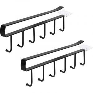 2 Tasse mug Support sous Armoire &eacute;tag&egrave;re Tasse mug Cintre Crochets Cravate Ceintures Cintre Porte-Serviettes Organiseur de Stockage de Support de