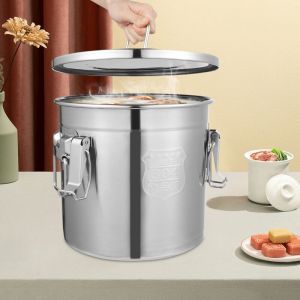 Senderpick - 12L 304 inoxydable &agrave; trois fermetures, seau &agrave; riz isotherme, seau &agrave; riz portable, seau &agrave; glace