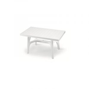 Iperbriko - Table de jardin rectangulaire en résine blanche 140x80xh73 cm