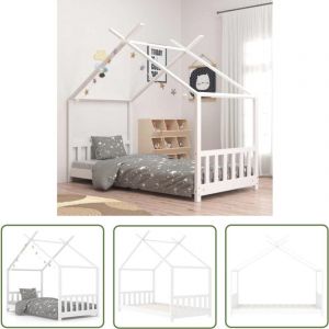 The Living Store Cadre de lit d'enfant Blanc Bois de pin massif 70x140 cm - Lit Bébé - Lit Enfant - Lit Design - Lit Cabane - Mobilier Enfant