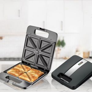 Appareil Croque Monsieur Machine à Gaufres et Presse à Panini 1200W Revêtement Antiadhésif Chauffage Double Face