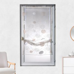 Homemaison - Petit voilage en organza jacquard &agrave; remonter Ivoire 90x200 cm