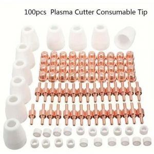100 PCS Plasma Tip Buse &eacute;lectrode,Plasma Decoupe Electrode Tip Buse,Air Decoupe au Plasma Consommables,Decoupeur Plasma pour LG-40 PT-31 CUT40 CUT50