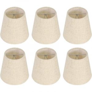 Promotion, Ensemble de 6 Petits Abat-Jour, Abat-Jour Baril en Toile de Jute Clip sur Ampoule pour Lampe de Table et lampadaire, Abat-Jour de Lustre