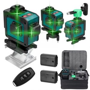 Niveau de haute pr&eacute;cision &agrave; 16 lignes avec niveau laser vert rotatif auto-nivelant, adapt&eacute; &agrave; la fixation de carrelage et &agrave; la d&eacute;coration murale.