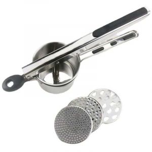 Presse &agrave; pur&eacute;e de pommes de terre avec poign&eacute;e en silicone, presse multifonction &agrave; changement d'&eacute;cran Presse &agrave; pur&eacute;e de pommes de terre avec poign&eacute;e