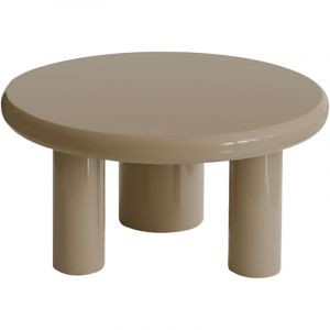 Table basse ronde 70 cm en MDF effet laqu&eacute; taupe