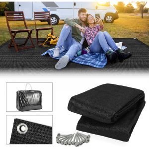 TolleTour Tapis de tente respirant 250x300CM, tapis de sol camping ext&eacute;rieur pour auvent et caravane Noir