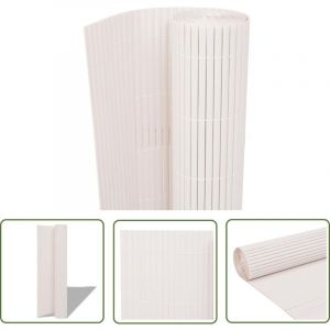 The Living Store - Cl&ocirc;ture de jardin Double face 90 x 300 cm Blanc - Cl&ocirc;ture De Jardin - Cl&ocirc;ture Pvc - Cl&ocirc;ture Blanche - Cl&ocirc;ture R&eacute;sistante Aux