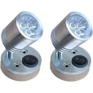 12V LED Spot Liseuse Mur Lampe De Chevet Interrupteur Réglable Camping-car e Cylindrique Flexible Éclairage Intérieur pour Bateau Camping-car (Argent)