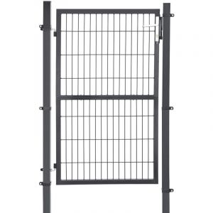 SONGMICS Portillon en acier galvanis&eacute;, Portail de cl&ocirc;ture, Porte de jardin, robuste et durable, avec serrure, poign&eacute;e et cl&eacute; de qualit&eacute;, 150 x 106 cm