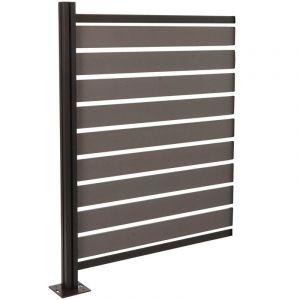 Jamais utilisé] Alu Clôture pour poubelles HHG 947, élément d'extension Cache-poubelle, aspect bois extensible 130x100x6cm, gris