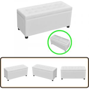 Vidaxl - Pouf de rangement Cuir synthétique Blanc - Pouf De Rangement - Ottoman - Banc Coffre - Meuble De Salon - Décoration Intérieure